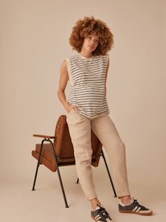 -Pantalon grossesse en gaze de coton style paperbag