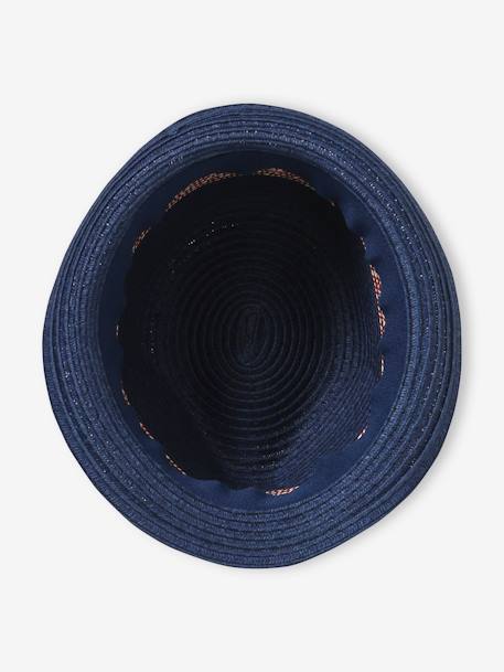 Panamahoed in stro-look voor jongens blauw+marineblauw - vertbaudet enfant 