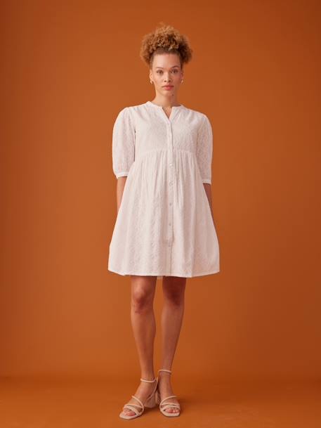 Robe grossesse boutonnée en broderie anglaise écru - vertbaudet enfant 