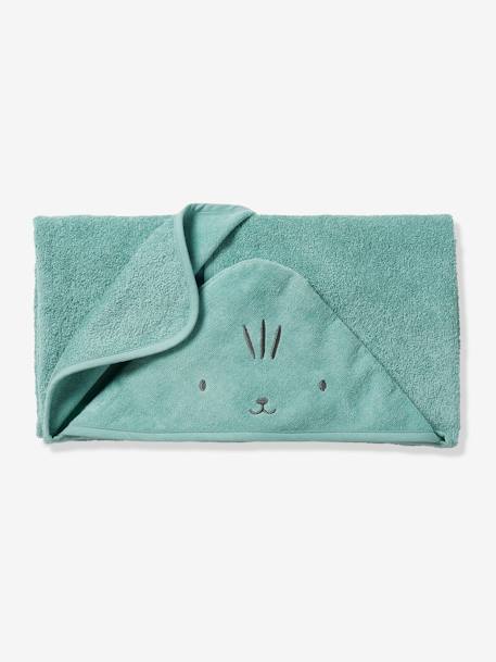 Badcape / Handdoek met capuchon onmisbaar voor baby's en kinderen, met gerecycled katoen groen+perzik+zandbeige - vertbaudet enfant 