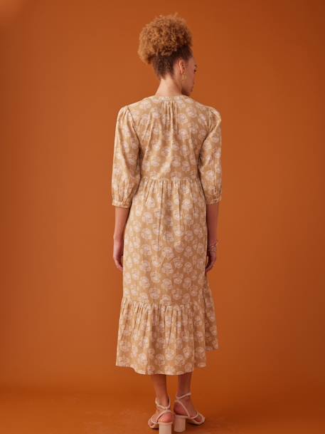 Robe longue boutonnée esprit bohème jaune - vertbaudet enfant 
