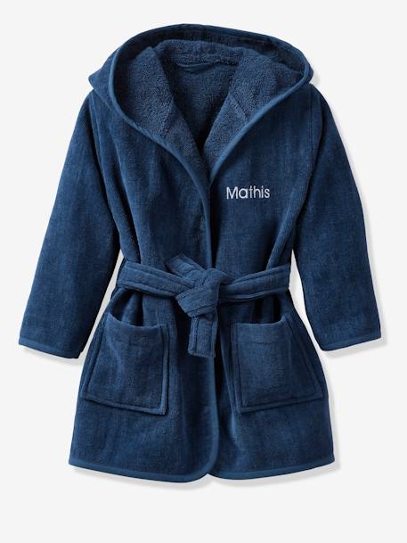 Peignoir de bain enfant uni avec coton recyclé, personnalisable bois de rose+marine+menthe - vertbaudet enfant 