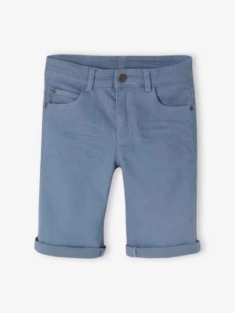 Bermuda couleur garçon en toile bleu grisé+vert sapin+VERT SAUGE - vertbaudet enfant 