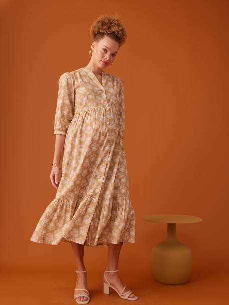 Robe longue boutonnée esprit bohème jaune - vertbaudet enfant 