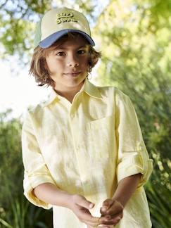 Jongens-Overhemd-Gestreept overhemd met linnen effect voor jongens