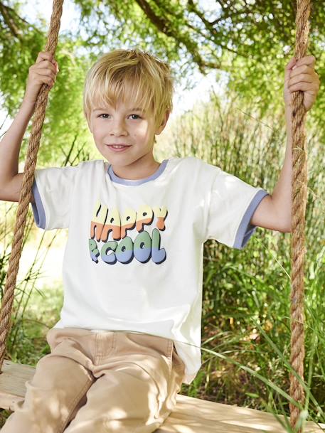 Jongensshirt 'Happy & cool' zandbeige - vertbaudet enfant 