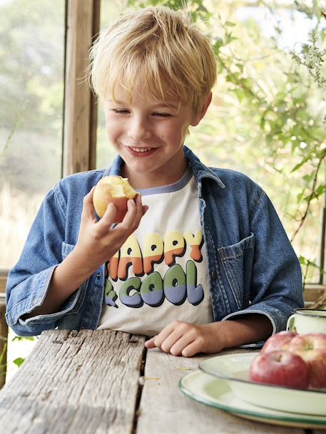 Jongensshirt 'Happy & cool' zandbeige - vertbaudet enfant 