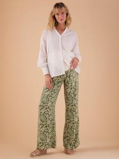 Vêtements de grossesse-Pantalon fluide grossesse motif fleurs