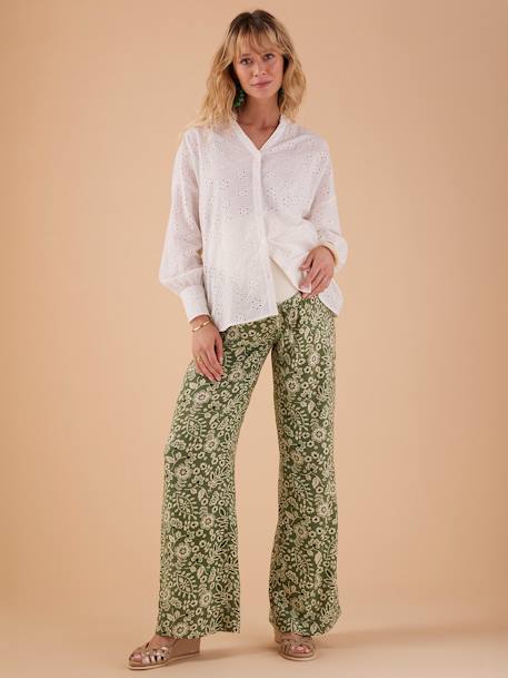 Pantalon fluide grossesse motif fleurs vert - vertbaudet enfant 