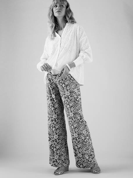 Pantalon fluide grossesse motif fleurs vert - vertbaudet enfant 