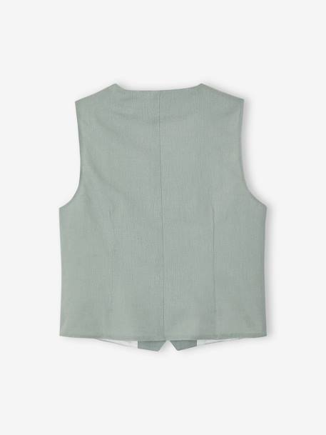 Veste garçon cérémonie sans manches en coton/ lin bleu+marine foncé+vert sauge - vertbaudet enfant 