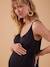 Lange zwangerschapsjurk met schouderbandjes en met satijneffect ENVIE DE FRAISE antraciet - vertbaudet enfant 