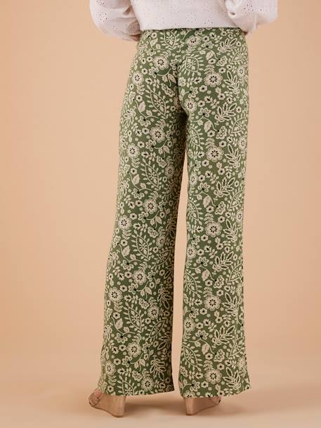 Pantalon fluide grossesse motif fleurs vert - vertbaudet enfant 