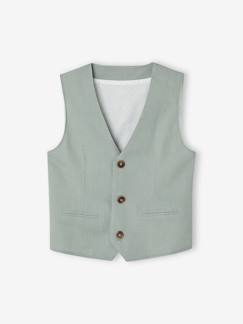 Garçon-Manteau, veste-Veste garçon cérémonie sans manches en coton/ lin