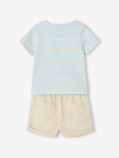 Ensemble T-shirt et short bébé bleu ciel - vertbaudet enfant 