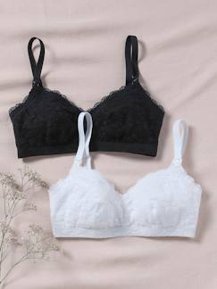 Zwangerschapskleding-Borstvoeding-Set van 2 brassière voedingsbeha's van microvezel en kant
