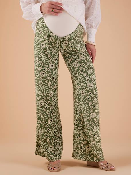 Pantalon fluide grossesse motif fleurs vert - vertbaudet enfant 