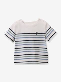 Baby-T-shirt, coltrui-Gestreept babyshirt - biokatoen Cyrillus
