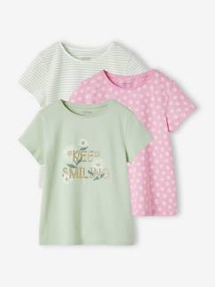 Meisje-Set van 3 verschillende T-shirts voor meisjes met iriserende details