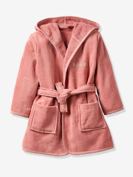 Peignoir de bain enfant uni avec coton recyclé, personnalisable bois de rose+marine+menthe - vertbaudet enfant 