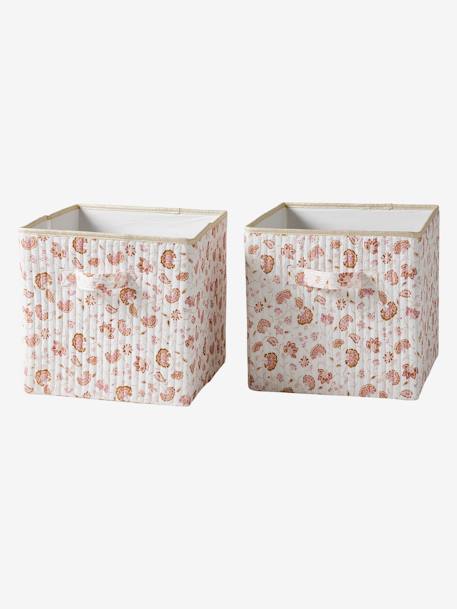 Lot de 2 bacs de rangement imprimé Fleurs Indienne Folk rose imprimé - vertbaudet enfant 