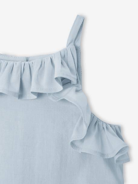Babyset: blouse met bretels + geborduurd broekje ijsblauw - vertbaudet enfant 