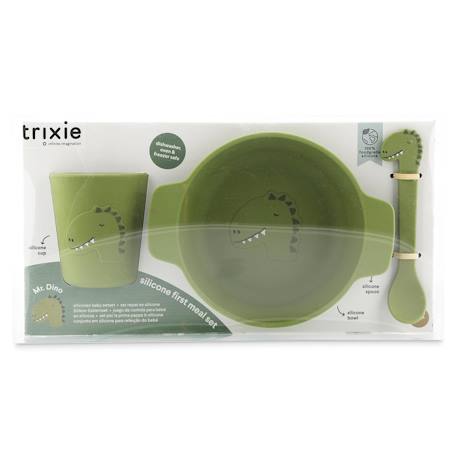 Ensemble repas 3 pièces 1er âge Animal en silicone jaune+vert - vertbaudet enfant 
