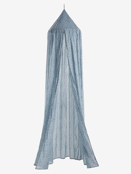 Ciel de lit en coton lavable motif fleur INDIA bleu imprimé - vertbaudet enfant 