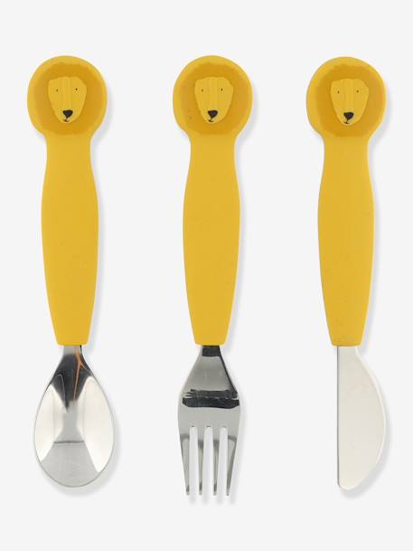 Lot de 3 couverts 2e âge Animal jaune+orange+rose nude+vert - vertbaudet enfant 