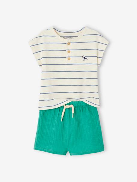 Ensemble bébé T-shirt et short menthe - vertbaudet enfant 