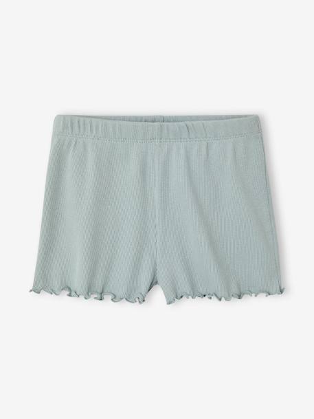 Lot de 2 pyjashorts fille en maille côtelée bleu grisé - vertbaudet enfant 
