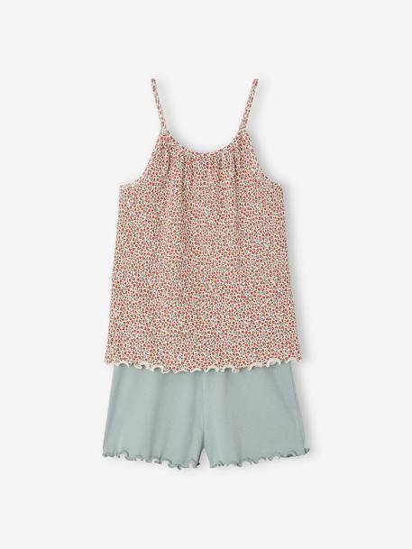 Lot de 2 pyjashorts fille en maille côtelée bleu grisé - vertbaudet enfant 