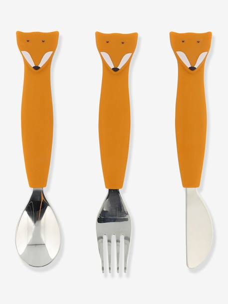 Lot de 3 couverts 2e âge Animal jaune+orange+rose nude+vert - vertbaudet enfant 