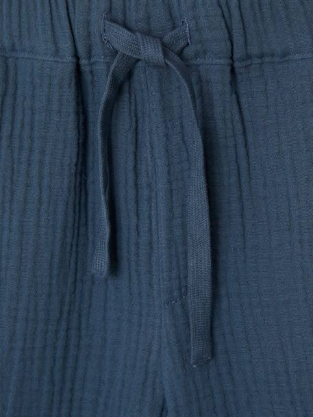 Set shirt + short van gaas voor jongens nachtblauw - vertbaudet enfant 