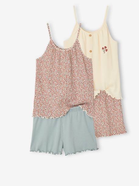 Set van 2 pyjashorts voor meisjes van ribtricot grijsblauw - vertbaudet enfant 
