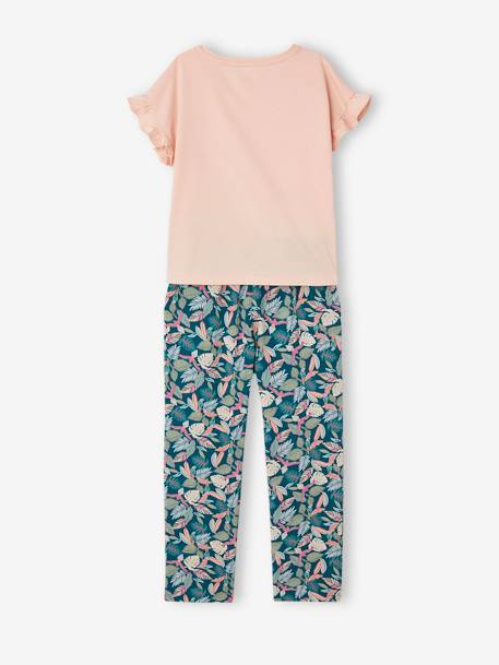 Meisjesset met shirt en broek grijsblauw+groen - vertbaudet enfant 