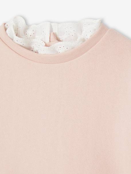 Babysweater met kraag van Engels borduurwerk roze (poederkleur) - vertbaudet enfant 