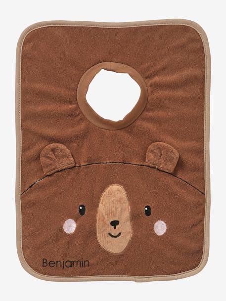 Grand bavoir à enfiler bois de rose+écru+ourson+tigre+vert - vertbaudet enfant 