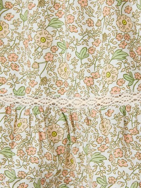 Robe fleurie bébé détails en dentelle vanille - vertbaudet enfant 