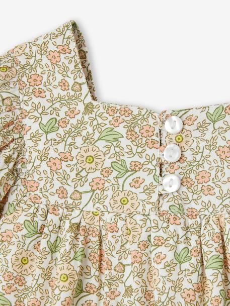 Robe fleurie bébé détails en dentelle vanille - vertbaudet enfant 