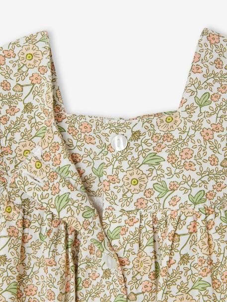 Robe fleurie bébé détails en dentelle vanille - vertbaudet enfant 