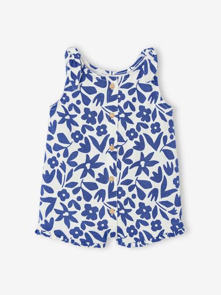 Combinaison bébé fille imprimée bleu imprimé+corail - vertbaudet enfant 