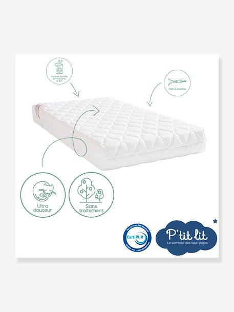 Matelas bébé Bamboo non traité déhoussable blanc - vertbaudet enfant 