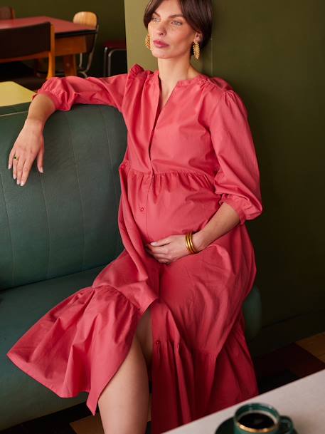 Robe longue grossesse esprit bohème boutonnée bleu roi+grenadine - vertbaudet enfant 