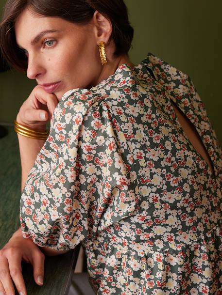 Blouse de grossesse imprimée fleurs vert sauge - vertbaudet enfant 