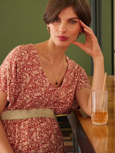 Top grossesse col V Félicieor noir+terracotta - vertbaudet enfant 