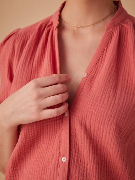 Blouse grossesse en gaze de coton écru+vieux rose - vertbaudet enfant 
