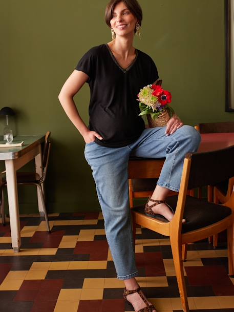 Tee-shirt grossesse col V irisé noir - vertbaudet enfant 