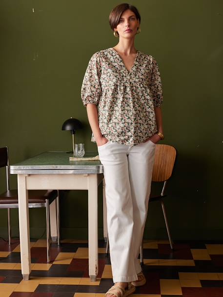 Blouse de grossesse imprimée fleurs vert sauge - vertbaudet enfant 