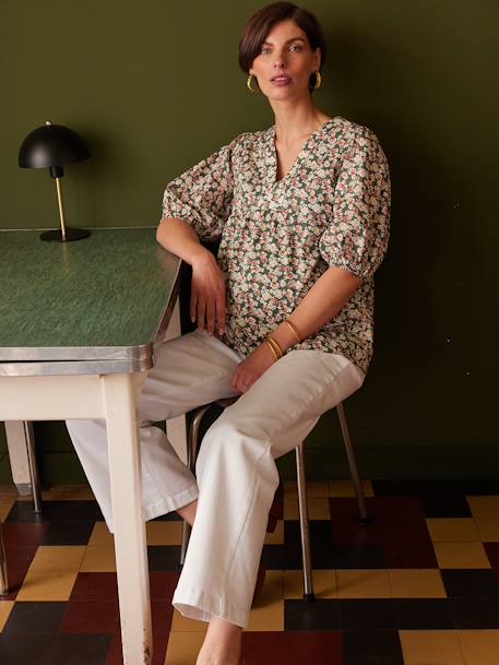 Blouse de grossesse imprimée fleurs vert sauge - vertbaudet enfant 